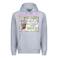 Heather Grey fueled by iced coffee and anxiety Premium Hoodie - MaliasSmallBusiness