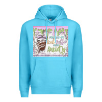 Ocean Blue fueled by iced coffee and anxiety Premium Hoodie - MaliasSmallBusiness