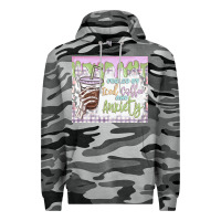 Slate Camo fueled by iced coffee and anxiety Premium Hoodie - MaliasSmallBusiness