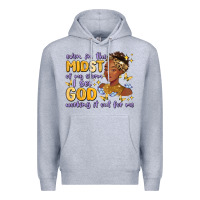 Heather Grey even in the midst of my storm i see god working it Premium Hoodie - MaliasSmallBusiness