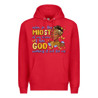 Red even in the midst of my storm i see god working it Premium Hoodie - MaliasSmallBusiness