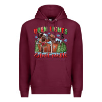 Burgundy barn lights and silent nights Premium Hoodie - MaliasSmallBusiness