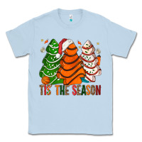 Dusty Blue Tis' The Season Basketball Christmas Cakes Classic Tee - BundleAndBundleShop