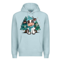 Blue Mist winter i'm udderly freezing baby cow Premium Hoodie - MaliasSmallBusiness