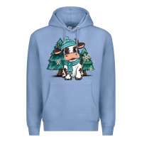 Colony Blue winter i'm udderly freezing baby cow Premium Hoodie - MaliasSmallBusiness