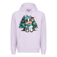Lilac winter i'm udderly freezing baby cow Premium Hoodie - MaliasSmallBusiness