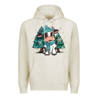 Oatmeal Heather winter i'm udderly freezing baby cow Premium Hoodie - MaliasSmallBusiness