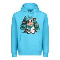 Ocean Blue winter i'm udderly freezing baby cow Premium Hoodie - MaliasSmallBusiness