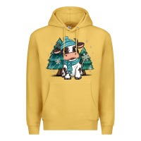 Antique Gold winter i'm udderly freezing baby cow Premium Hoodie - MaliasSmallBusiness