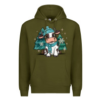 Army Green winter i'm udderly freezing baby cow Premium Hoodie - MaliasSmallBusiness