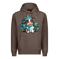 Coffee winter i'm udderly freezing baby cow Premium Hoodie - MaliasSmallBusiness