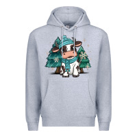Heather Grey winter i'm udderly freezing baby cow Premium Hoodie - MaliasSmallBusiness