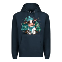 Navy winter i'm udderly freezing baby cow Premium Hoodie - MaliasSmallBusiness