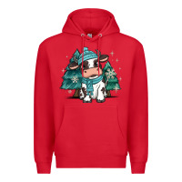 Red winter i'm udderly freezing baby cow Premium Hoodie - MaliasSmallBusiness