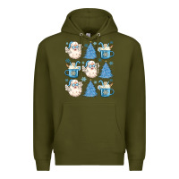 Army Green santa claus doodles christmas Premium Hoodie - MaliasSmallBusiness