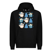 Black santa claus doodles christmas Premium Hoodie - MaliasSmallBusiness