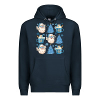 Navy santa claus doodles christmas Premium Hoodie - MaliasSmallBusiness