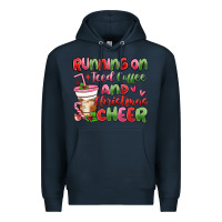 Navy running on iced coffee and christmas cheer Premium Hoodie - MaliasSmallBusiness