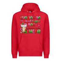 Red running on iced coffee and christmas cheer Premium Hoodie - MaliasSmallBusiness