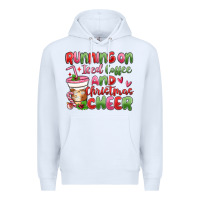 White running on iced coffee and christmas cheer Premium Hoodie - MaliasSmallBusiness