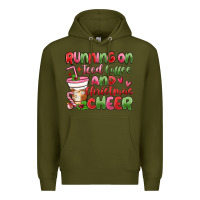 Army Green running on iced coffee and christmas cheer Premium Hoodie - MaliasSmallBusiness