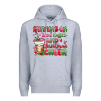 Heather Grey running on iced coffee and christmas cheer Premium Hoodie - MaliasSmallBusiness