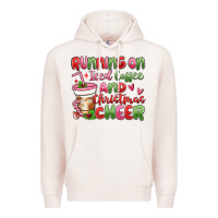 Pale Pink running on iced coffee and christmas cheer Premium Hoodie - MaliasSmallBusiness