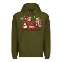 Army Green merry christmas truck Premium Hoodie - MaliasSmallBusiness