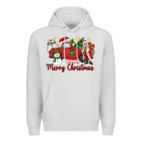 Dove Grey merry christmas truck Premium Hoodie - MaliasSmallBusiness