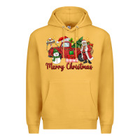Mustard merry christmas truck Premium Hoodie - MaliasSmallBusiness