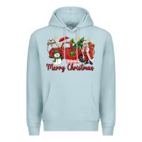 Blue Mist merry christmas truck Premium Hoodie - MaliasSmallBusiness