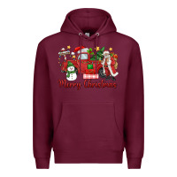 Burgundy merry christmas truck Premium Hoodie - MaliasSmallBusiness
