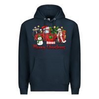 Navy merry christmas truck Premium Hoodie - MaliasSmallBusiness