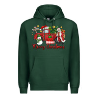 Sports Green merry christmas truck Premium Hoodie - MaliasSmallBusiness