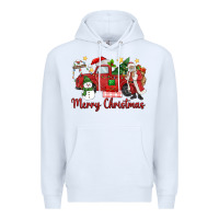 White merry christmas truck Premium Hoodie - MaliasSmallBusiness