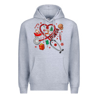 Heather Grey christmas nurse Premium Hoodie - MaliasSmallBusiness