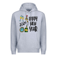 Heather Grey happy new year 2024 Premium Hoodie - MaliasSmallBusiness