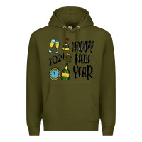 Army Green happy new year 2024 Premium Hoodie - MaliasSmallBusiness