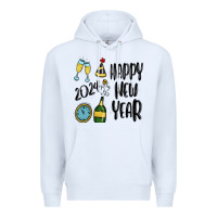 White happy new year 2024 Premium Hoodie - MaliasSmallBusiness