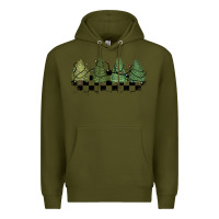 Army Green christmas checkered trees Premium Hoodie - MaliasSmallBusiness