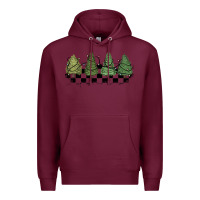 Burgundy christmas checkered trees Premium Hoodie - MaliasSmallBusiness