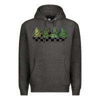 Charcoal Heather christmas checkered trees Premium Hoodie - MaliasSmallBusiness