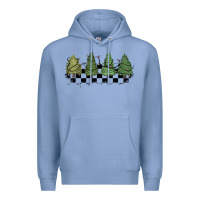 Colony Blue christmas checkered trees Premium Hoodie - MaliasSmallBusiness