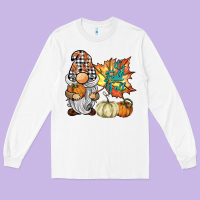 It's Fall Y'all Gnome Long Sleeve Tee Designed By Barkaloodesign