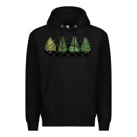 Black christmas checkered trees Premium Hoodie - MaliasSmallBusiness