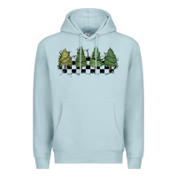 Blue Mist christmas checkered trees Premium Hoodie - MaliasSmallBusiness