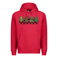 Cardinal christmas checkered trees Premium Hoodie - MaliasSmallBusiness