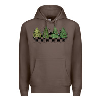 Coffee christmas checkered trees Premium Hoodie - MaliasSmallBusiness