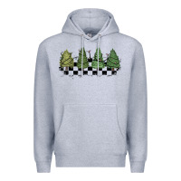 Heather Grey christmas checkered trees Premium Hoodie - MaliasSmallBusiness