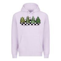 Lilac christmas checkered trees Premium Hoodie - MaliasSmallBusiness